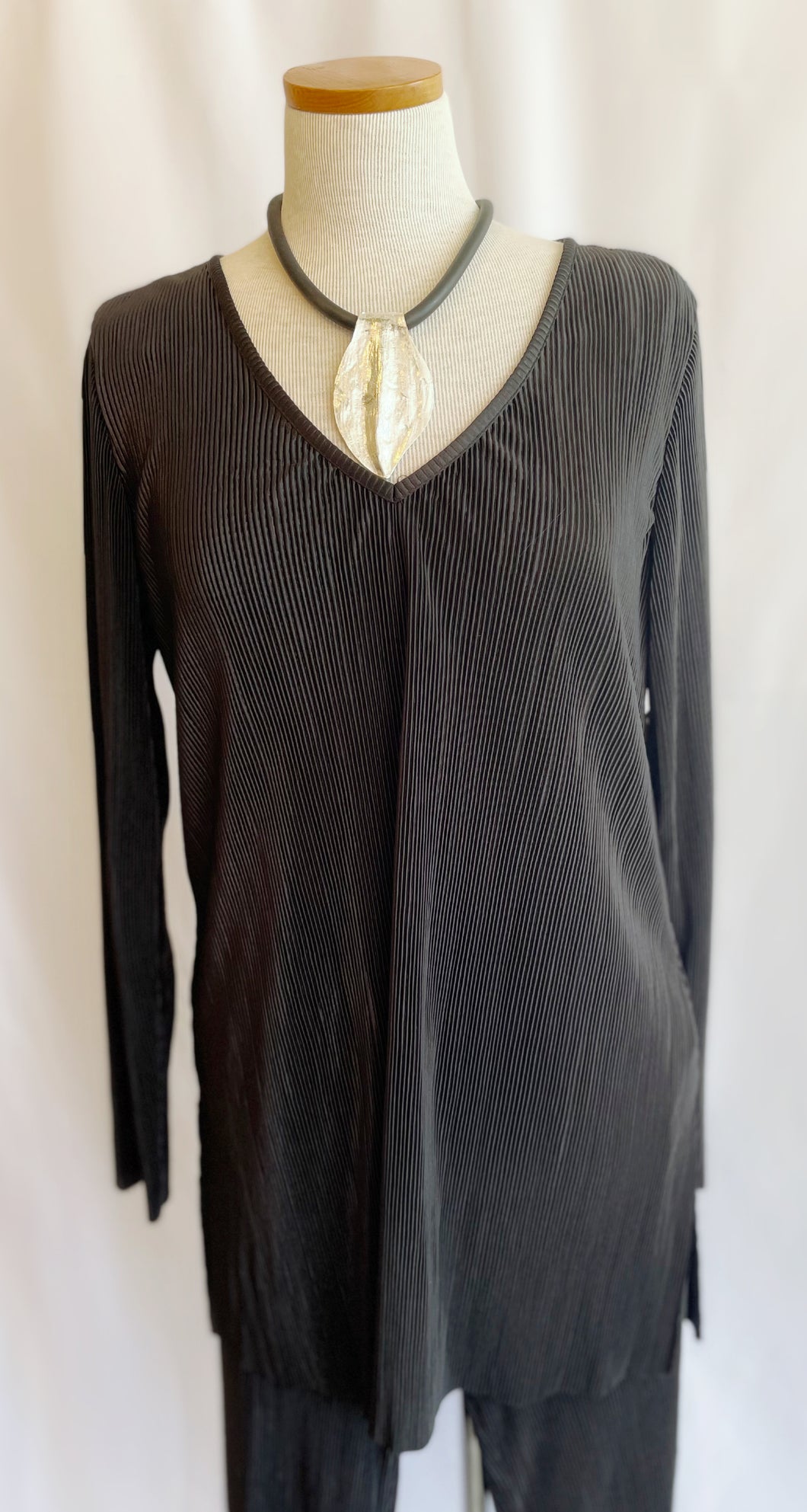 Mini Pleat V-Neck Tunic