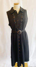 Load image into Gallery viewer, Black Belted Dress with Buttons
