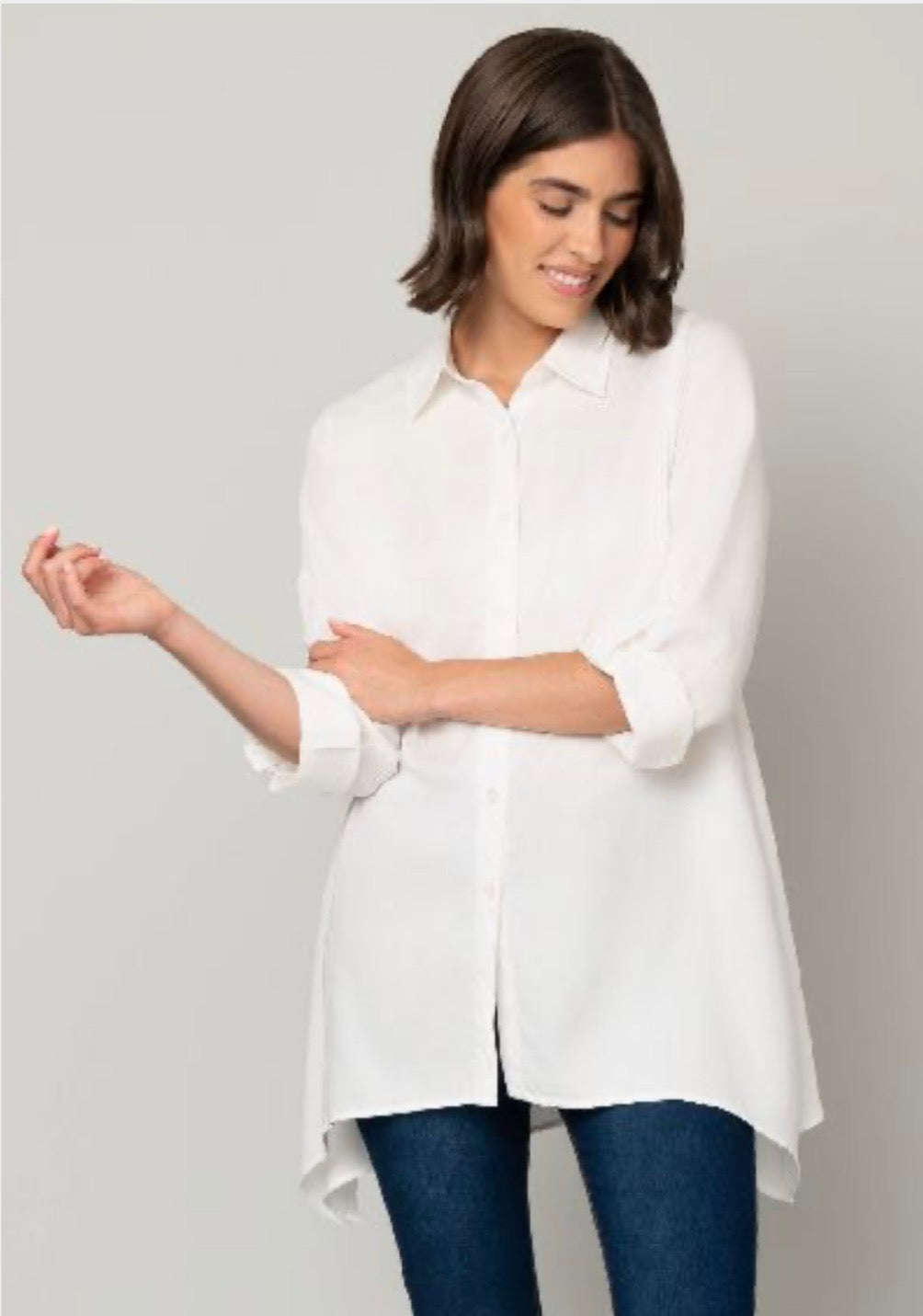 Tencel Button Front Sharkbite Tunic