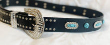 Load image into Gallery viewer, Black Turquoise Style Stone Belt with Rhinestones
