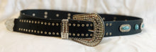 Load image into Gallery viewer, Black Turquoise Style Stone Belt with Rhinestones
