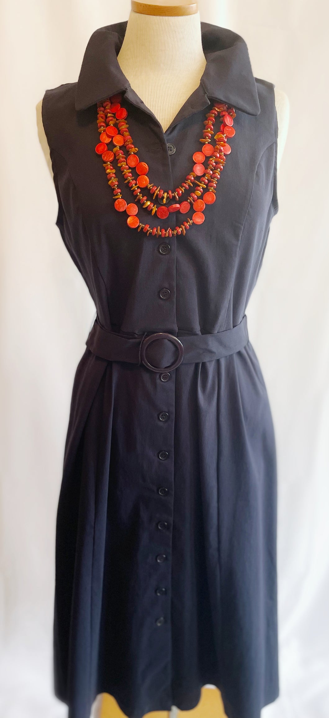Navy Belted Dress
