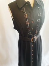 Load image into Gallery viewer, Black Belted Dress with Buttons
