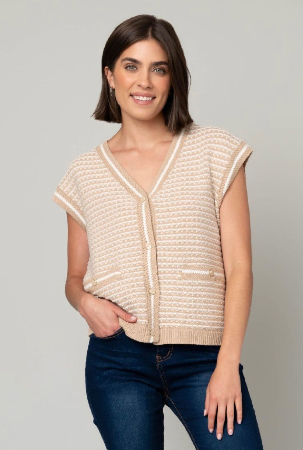 Heart of Pine Sweater Vest with Buttons