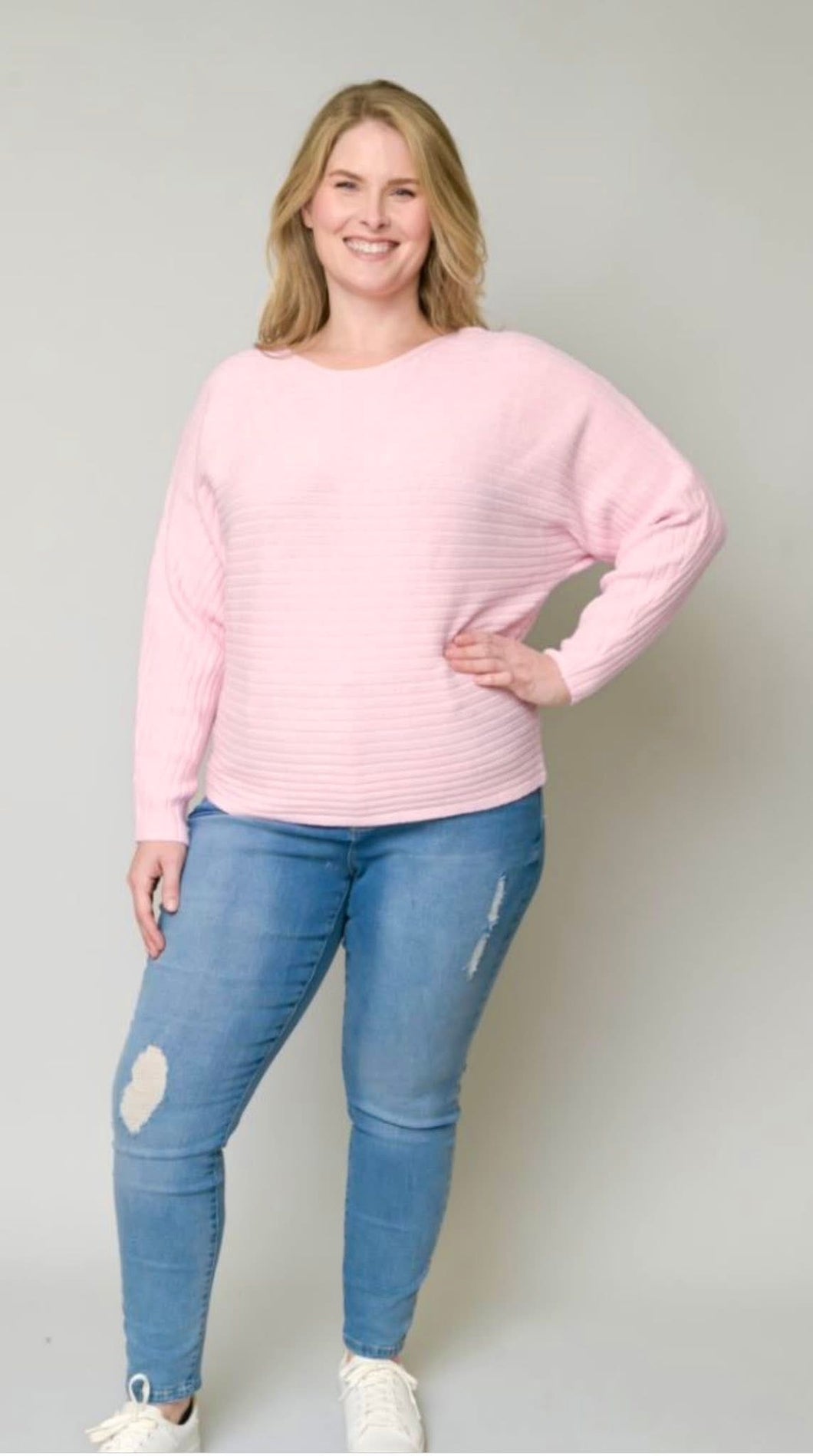 Ribbed Boatneck Dolman Sleeve Sweater