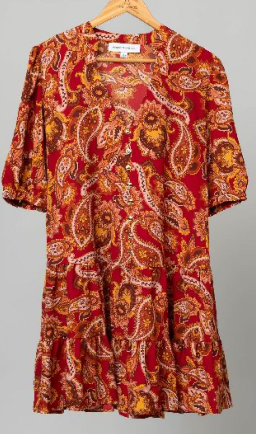 Paisley Button Front Babydoll Dress