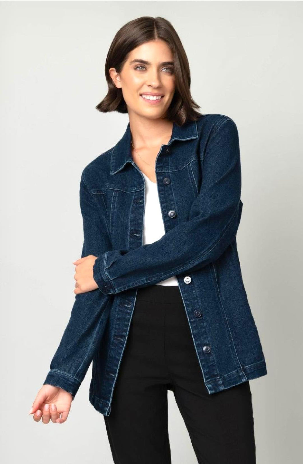 Button Front Longline Denim Jacket