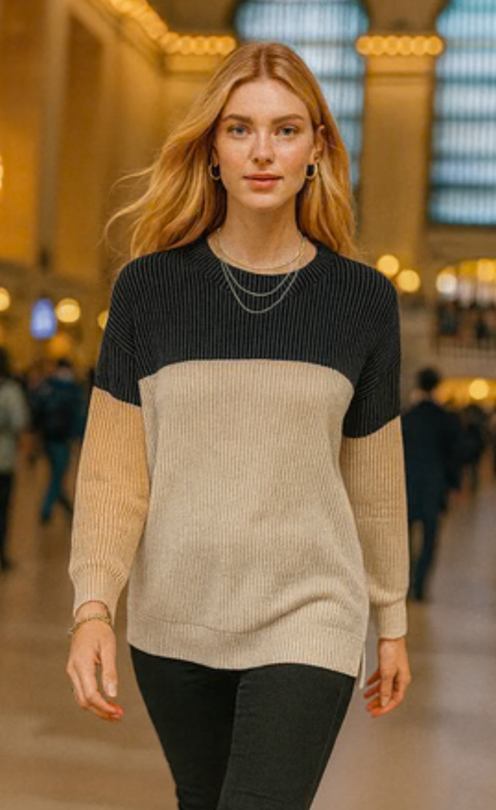 Neutral Color Block Baby Cable Top