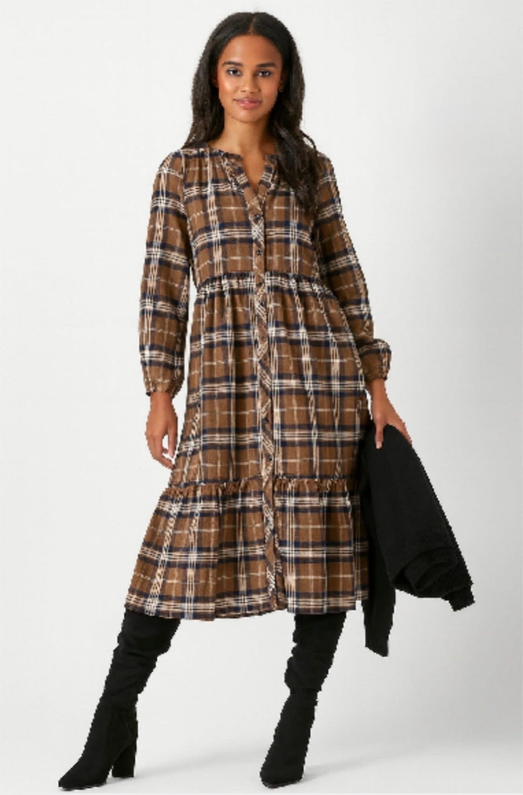 Flannel Button Front Maxi