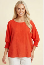 Load image into Gallery viewer, LTX Top-Air Flow Smocked Sleeve Blouse
