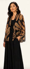 Load image into Gallery viewer, UM Cardigan-Black Silk Cardigan with Gold Design
