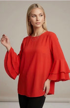 Load image into Gallery viewer, LTX Top-Ruffle Bell Sleeve Blouse
