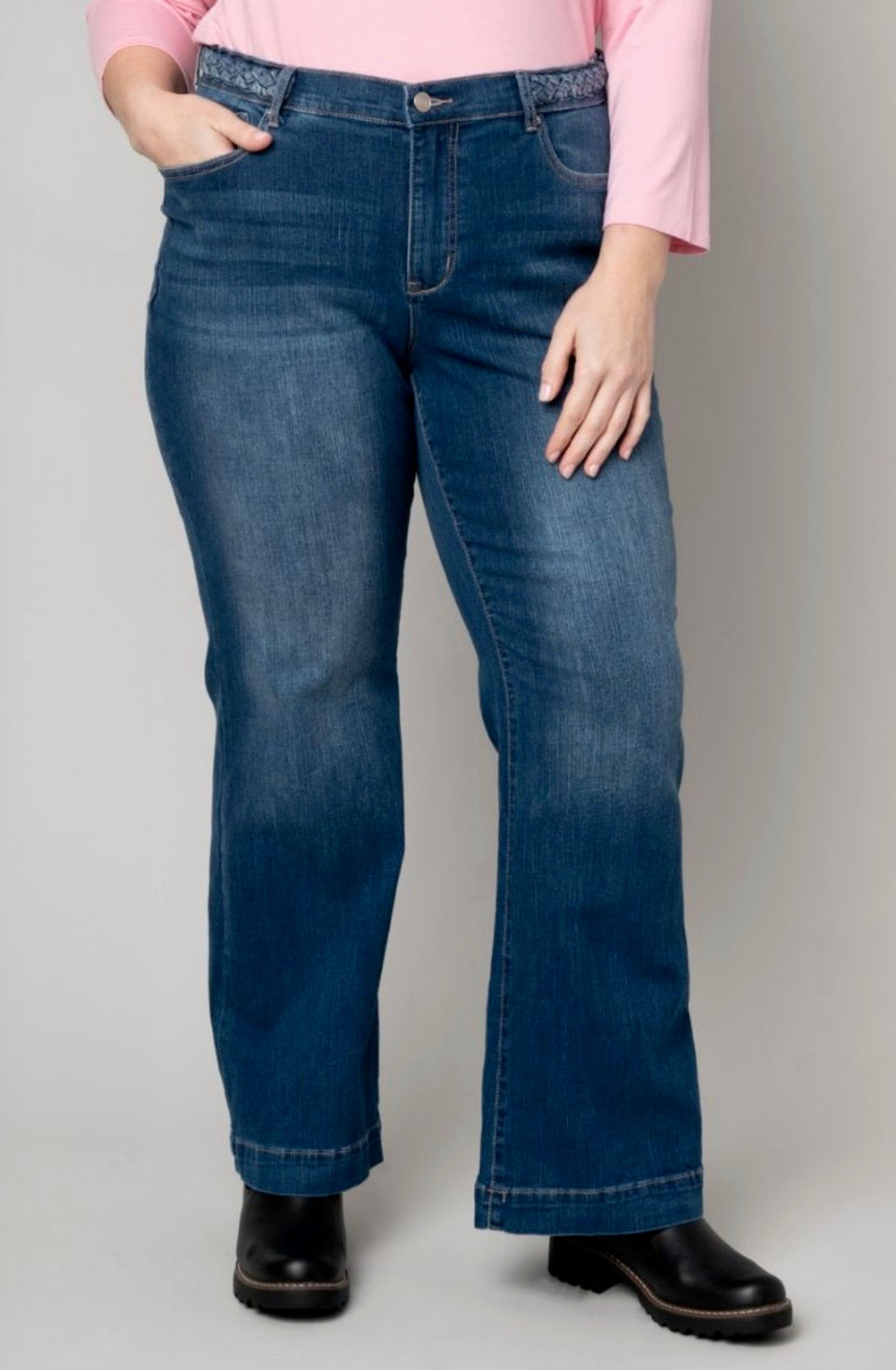 Braided Waist Bootcut Jeans PLUS