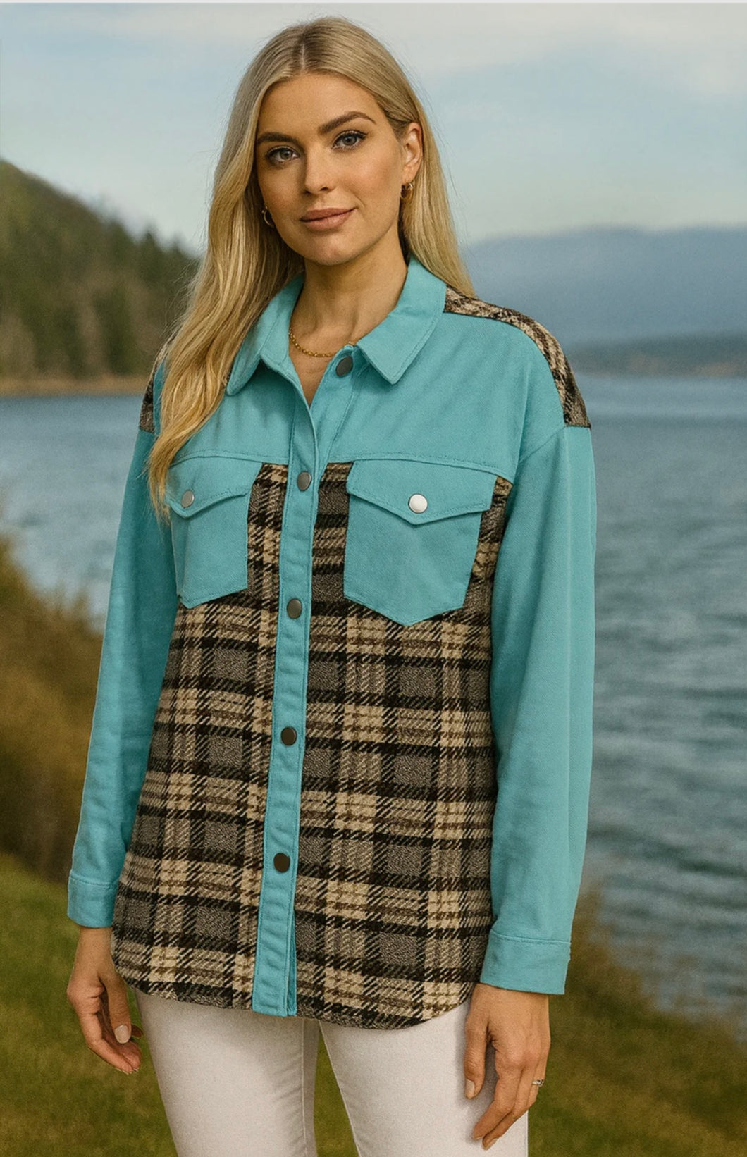 Turquoise and Plaid Shacket
