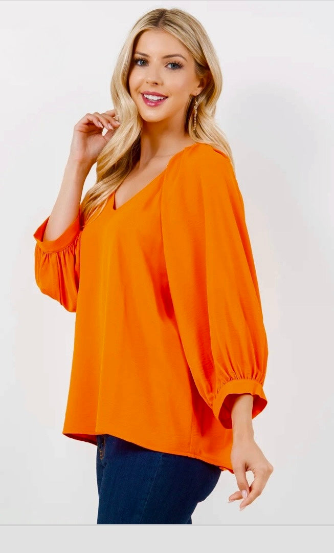 Airflow V-Neck Top with Cuff Sleeve