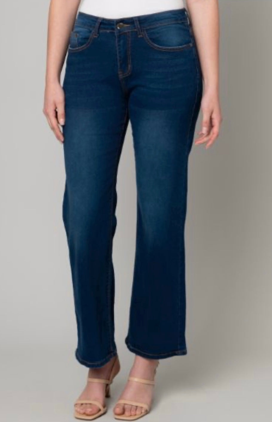 Stretch Denim Straight Leg Jean
