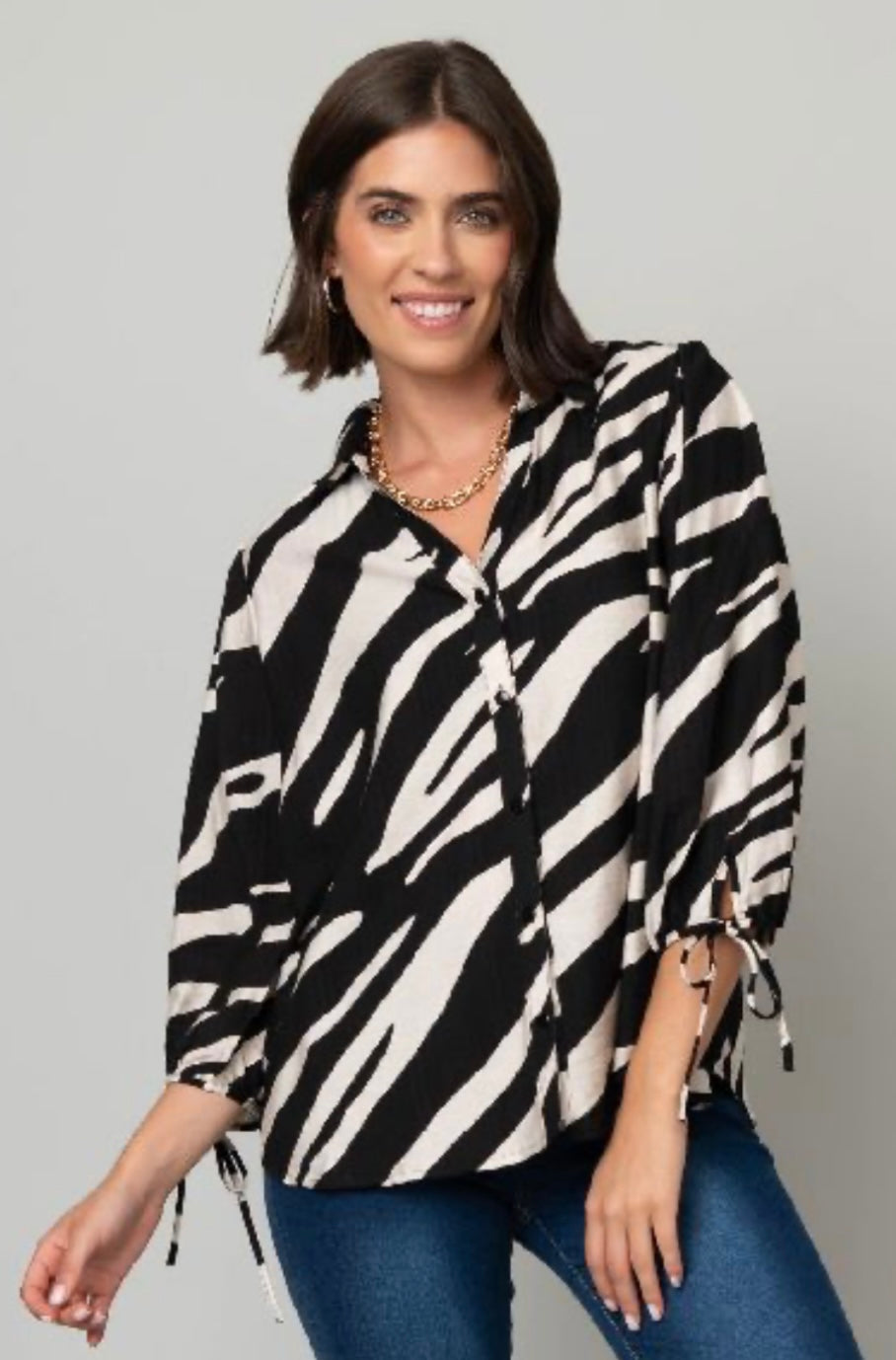 Zebra Print 3/4 Sleeve Blouse