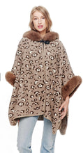 Load image into Gallery viewer, Leopard Faux Fur Hoodie Cape
