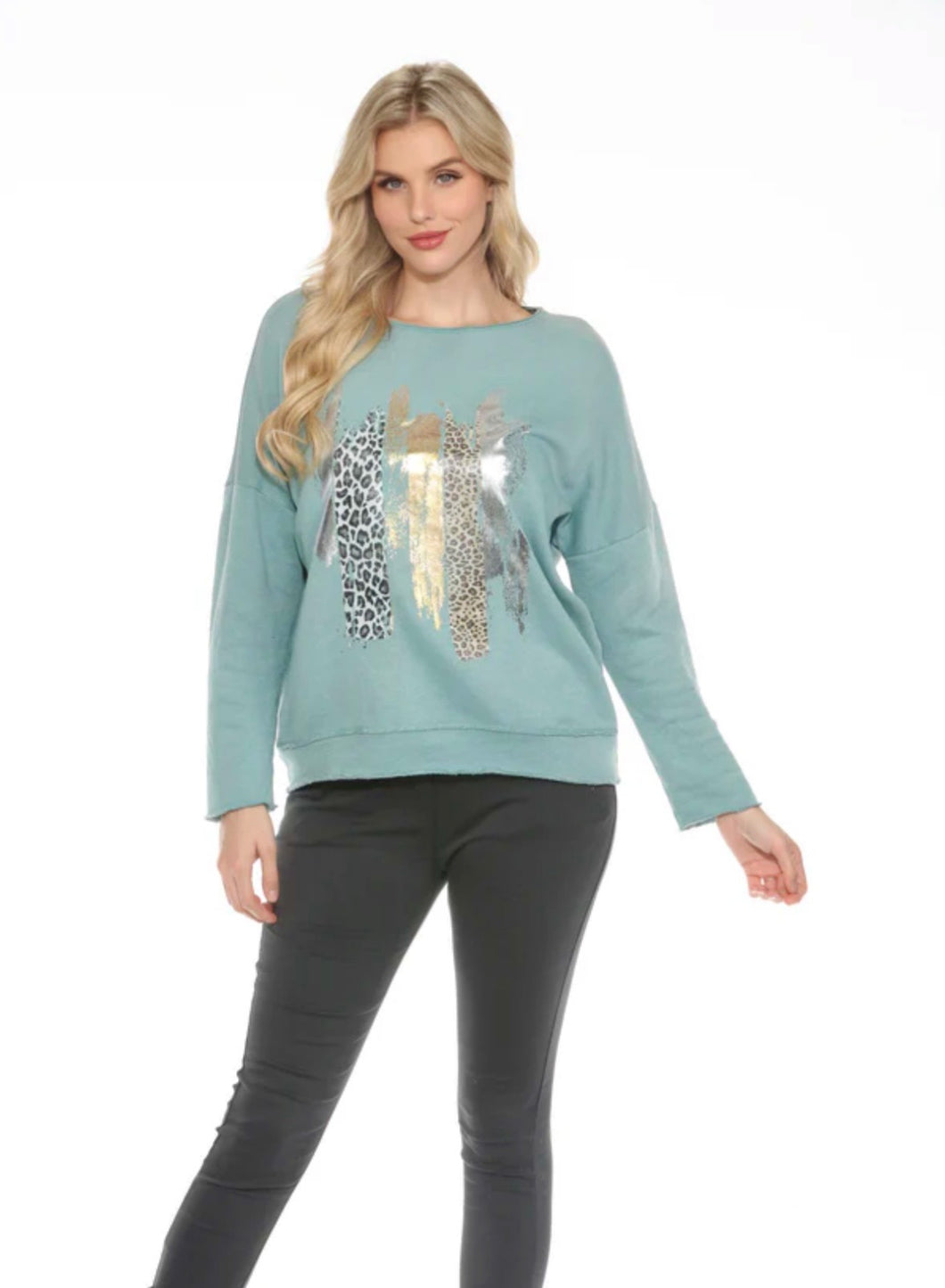 French Terry Animal Glitz Top