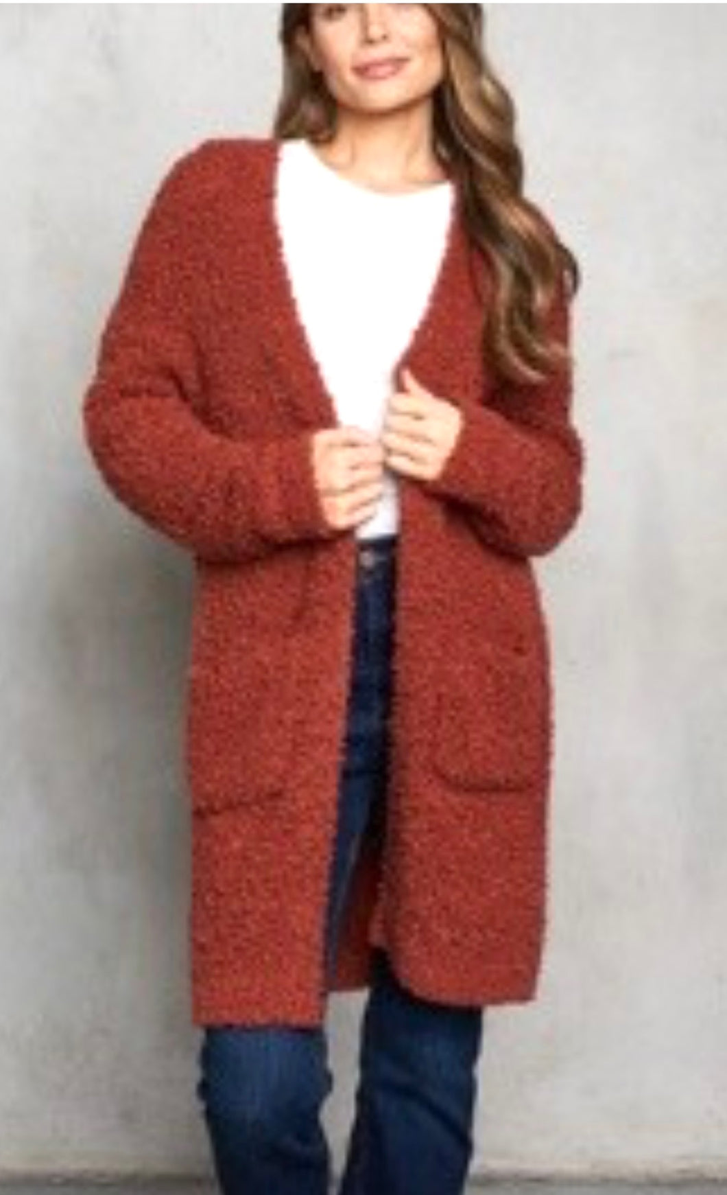 Longline Popcorn Open Front Cardigan