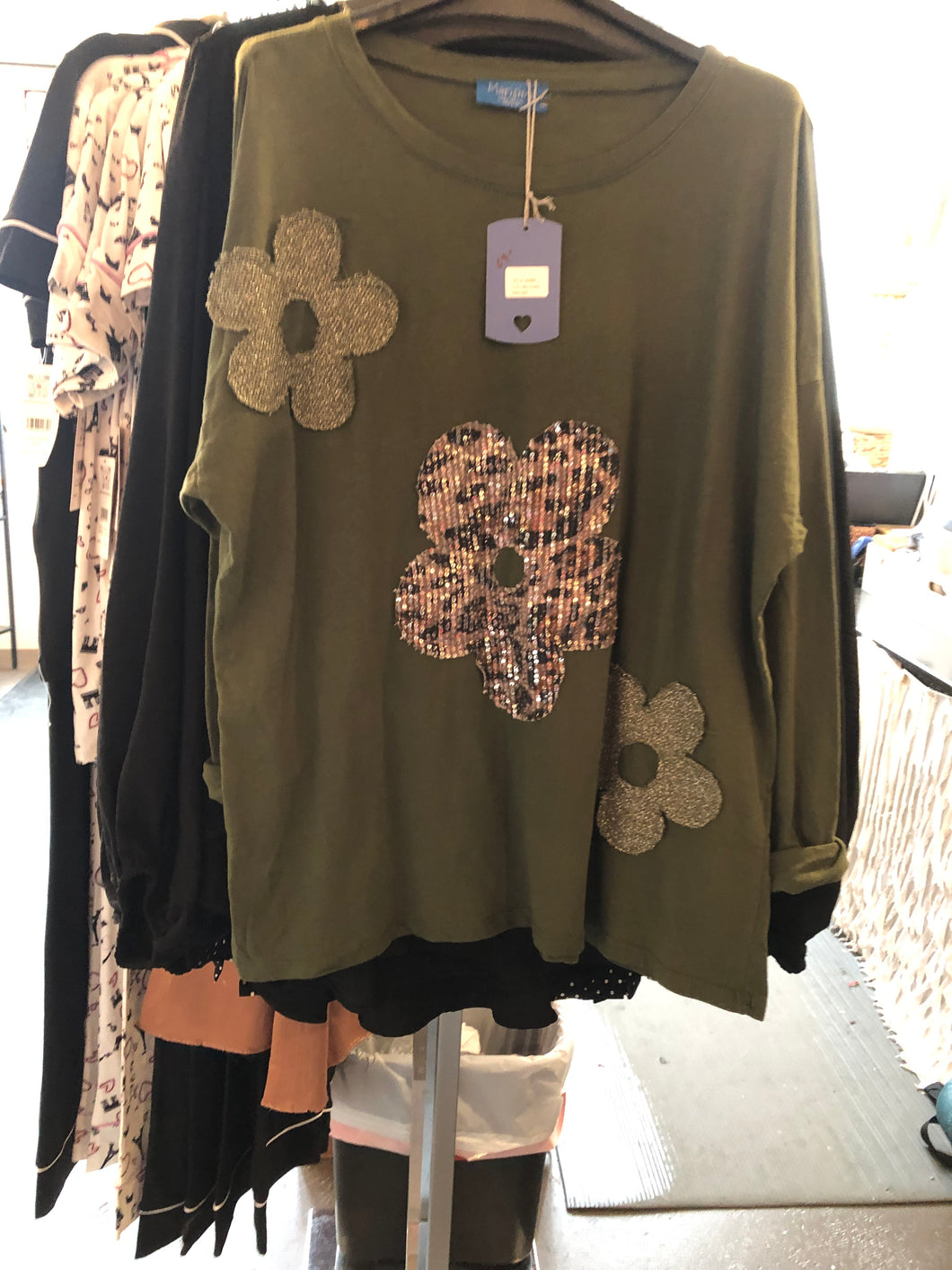 Brown Rose Printed Italian Cotton Top