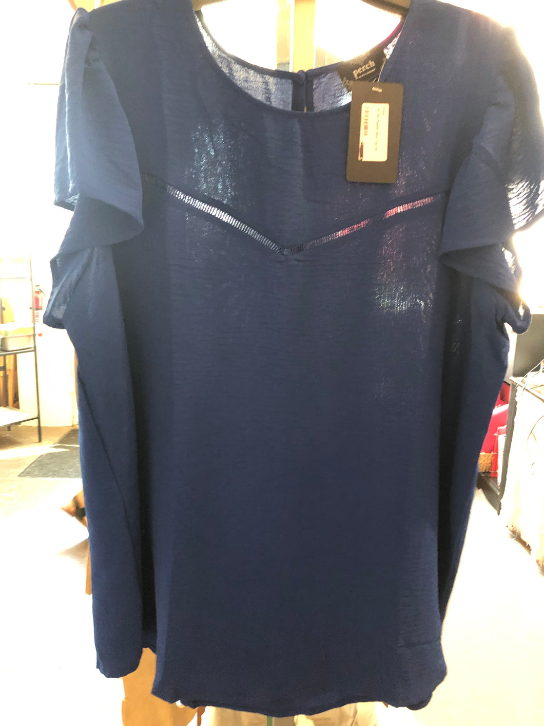 Royal Blue Ruffle Sleeve Airflow PLUS Top
